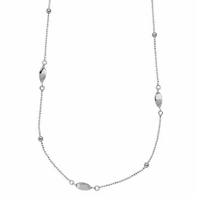 14k White Gold Station Style Necklace with Beads and Twist Links