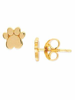 14k Yellow Gold Paw Print Stud Earrings 5mm