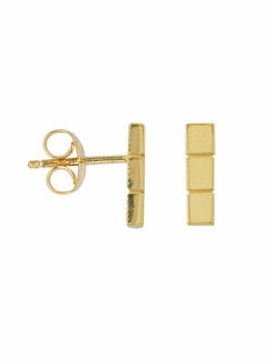 14k Yellow Gold Block Bar Stud Earrings Box Design