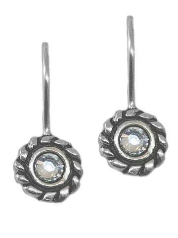 Crystal Sterling Silver Earrings with Rope Design