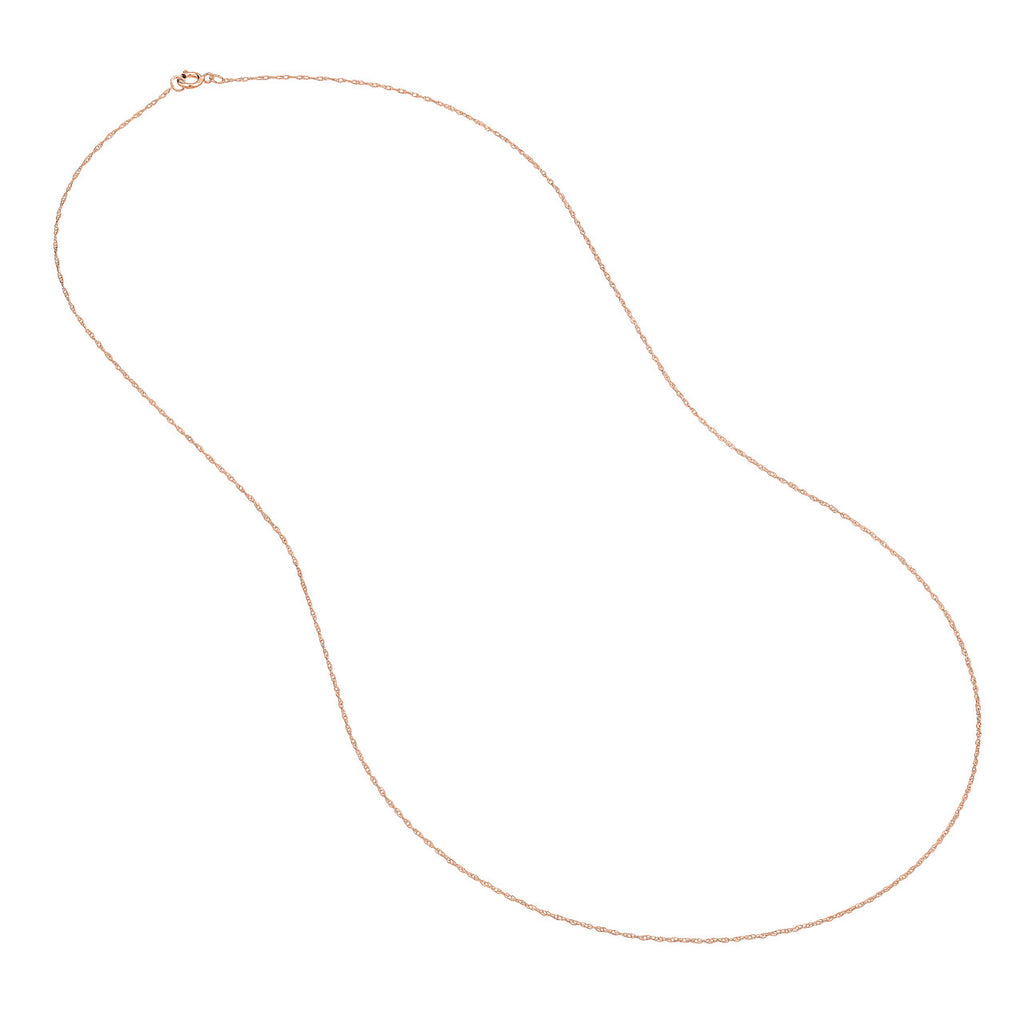 14k Rose Gold Light Rope Chain 0.6mm 18-inch