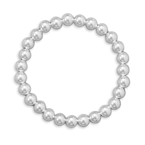 Sterling Silver 7mm Bead Stretch Bracelet