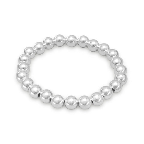 Sterling Silver 8mm Bead Stretch Bracelet