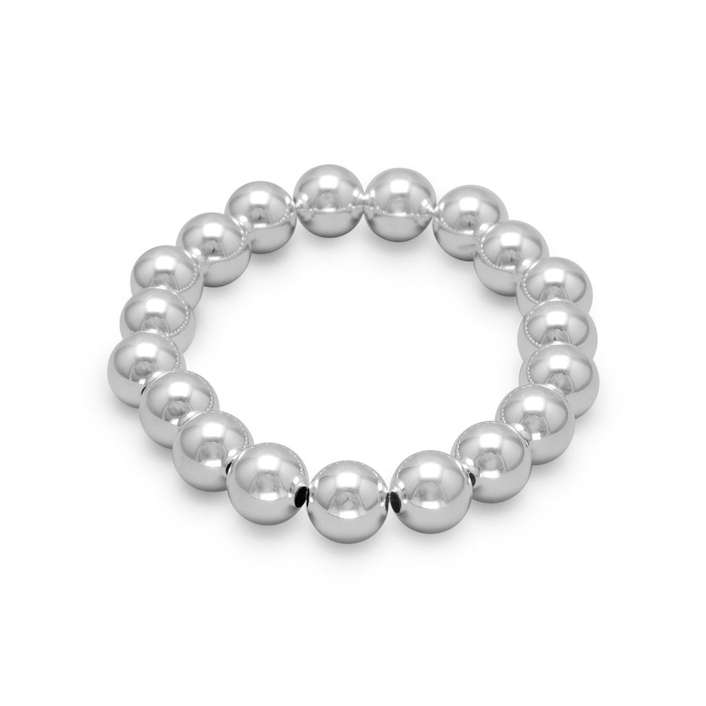 Sterling Silver 10mm Bead Stretch Bracelet