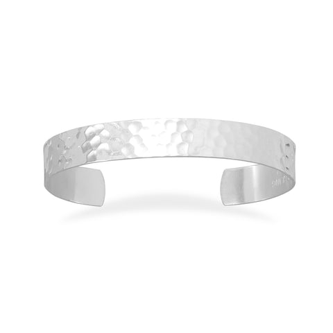 Cuff Bracelet Hammered Sterling Silver 9.5mm Wide