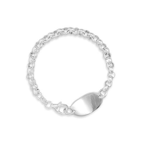 ID Bracelet Rolo Chain Polished Oval Tag