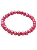 Light Red Dyed Cultured Freshwater Pearl Stretch Bracelet