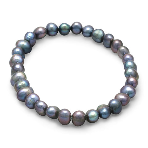 Peacock Color Freshwater Cultured Freshwater Pearl Stretch Bracelet