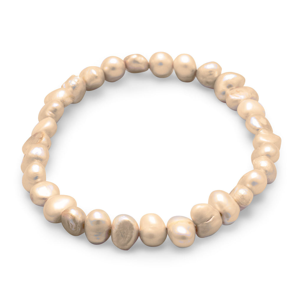 Tan Dyed Freshwater Cultured Freshwater Pearl Stretch Bracelet