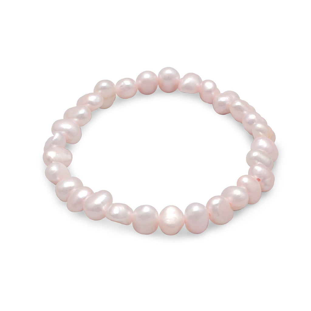 Dyed Light Pink Cultured Freshwater Pearl Stretch Bracelet