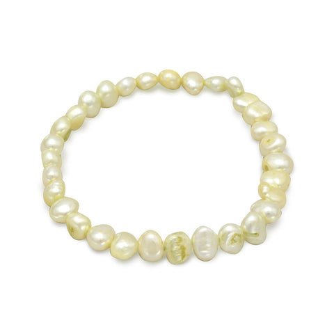 Lime Green Dyed Freshwater Cultured Freshwater Pearl Stretch Bracelet