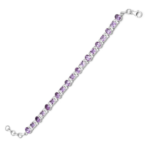 Amethyst Tennis Bracelet with Square and Oval Stones Sterling Silver