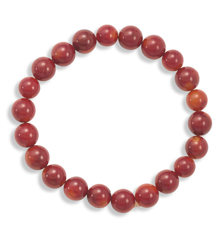 AzureBella Jewelry Red Bead 8mm Wide Bead Stretch Bracelet