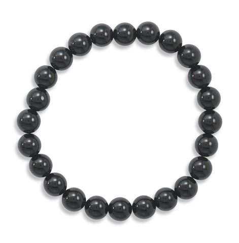 Black Onyx Bead Stretch Bracelet Genuine Stones