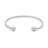 Men's Cuff Bracelet with Ball Ends Sterling Silver
