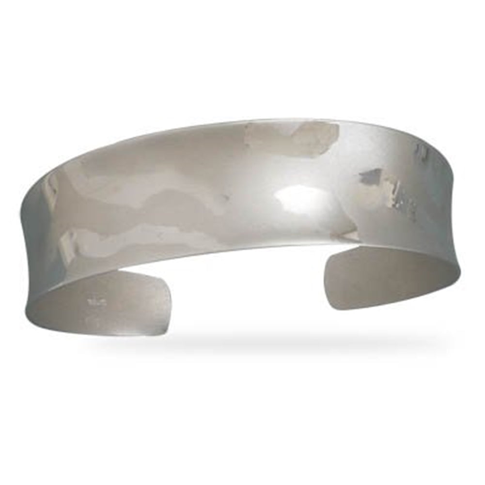 Cuff Bracelet Polished and Satin Concave Rhodium on Sterling Silver Nontarnish