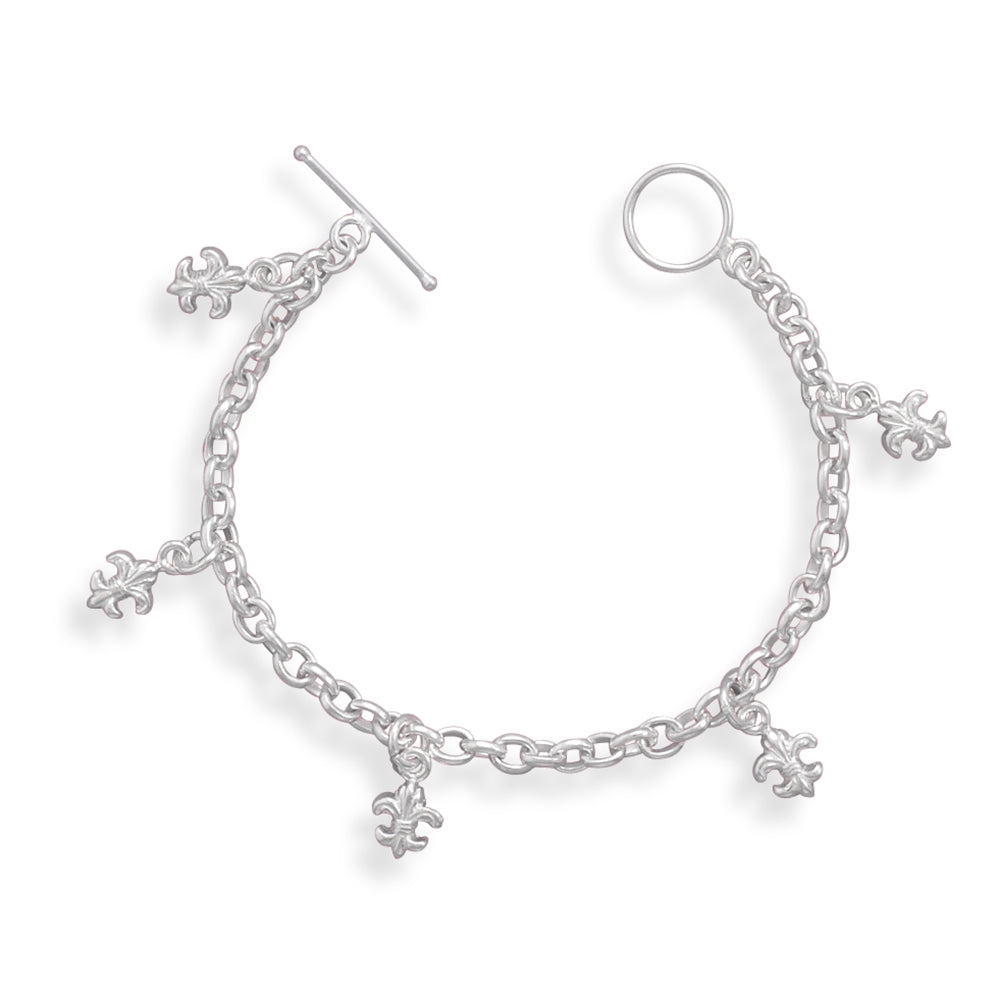 Fleur-de-Lis Charm Bracelet Sterling Silver
