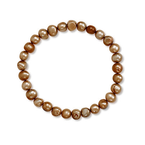Brown Dyed Freshwater Cultured Freshwater Pearl Stretch Bracelet