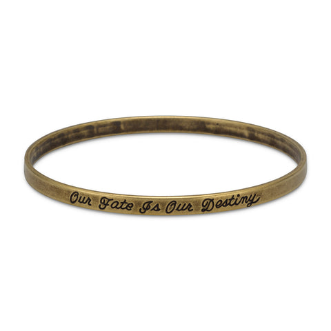 Antiqued Brass Bangle Bracelet Stackable Fate Destiny Talking Message 4.5mm