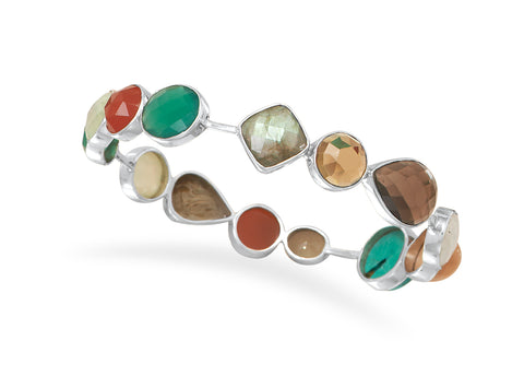 Bangle Bracelet Moonstone Labradorite Citrine Carnelian Prehnite Onyx and More Sterling