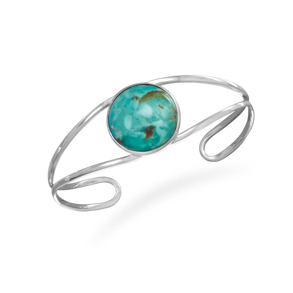 Sterling Silver Reconstituted Turquoise Split Band Cuff Bracelet