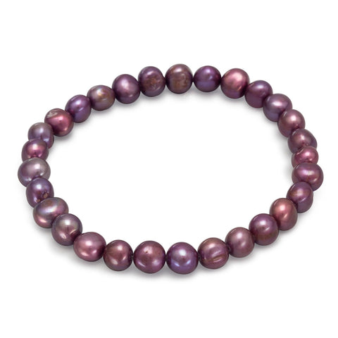 Maroon Red Dyed Dark Red Freshwater Cultured Freshwater Pearl Stretch Bracelet