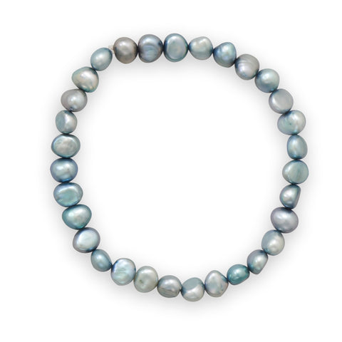Sage Green Dyed Cultured Freshwater Pearl Stretch Bracelet