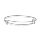 Double Hook Expandable Wire Charm Bangle Bracelet Sterling Silver