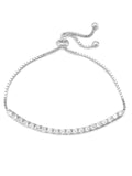 Cubic Zirconia Bar Bracelet Rhodium on Sterling Silver Sliding Adjustable Length