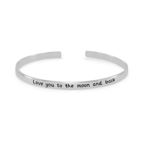 Engraved Cuff Bracelet with Love You to the Moon and Back Sterling Silver