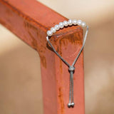 Friendship Bolo Bracelet Rhodium on Sterling Silver Cultured Freshwater Pearls