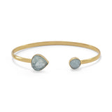 Aquamarine Open Cuff Bracelet Gold-plated Sterling Silver