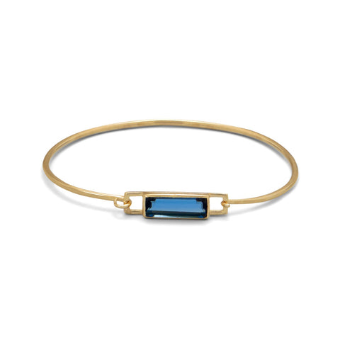 Bangle Bracelet Gold-plated Sterling Silver Blue Glass Rectangle