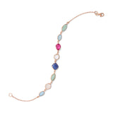 Multiple Colored Gemstone Chain Bracelet Gold-plated Sterling Silver