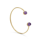 Rough-cut Amethyst Two-stone Open Cuff Bracelet Gold-plated Sterling Silver
