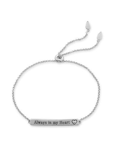 Bolo Charm Friendship Message Bracelet with Genuine Diamond - Always in my Heart