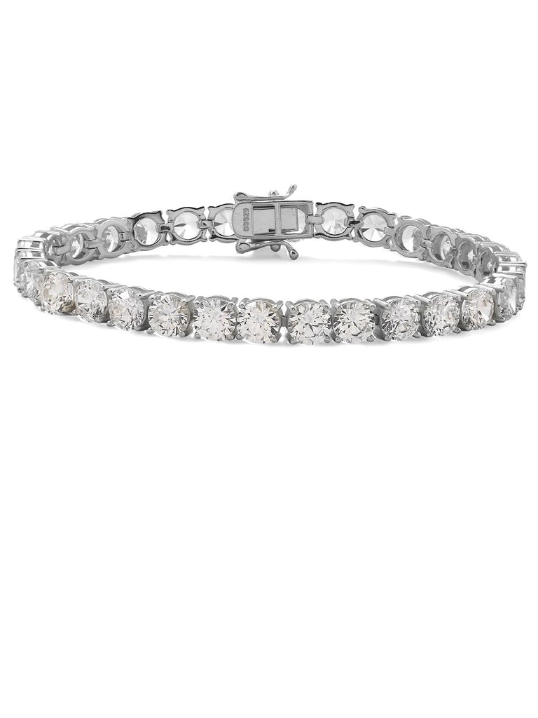 Tennis Bracelet Sparkling Cubic Zirconia Rhodium on Sterling Silver - Nontarnish