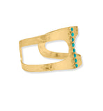 Turquoise Cuff Bracelet Hammered Finish 14k Gold-plated Silver