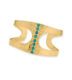 Turquoise Cuff Bracelet Hammered Finish 14k Gold-plated Silver