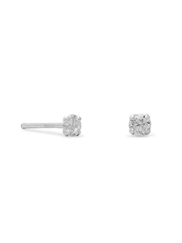 3mm Cubic Zirconia Sterling Silver Stud Earrings