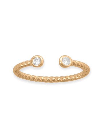 Open Twist Band Cable Ring 14k Gold-plated with Cubic Zirconia