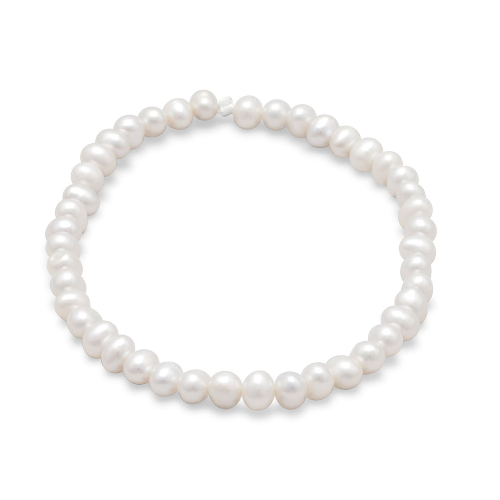 White Cultured Freshwater Pearl Stretch Bracelet with 4-5mm