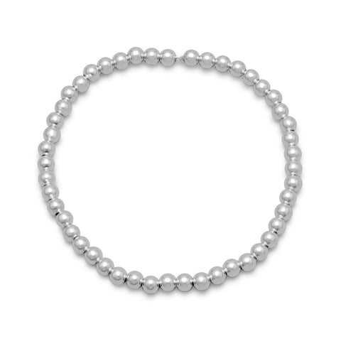 Bead Stretch Bracelet 4mm Sterling Silver Beads - Made in the USA