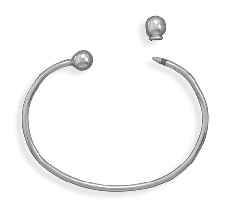 Cuff Charm Bracelet with Removable Ball End Sterling Silver Story Bead Slide-on Charms