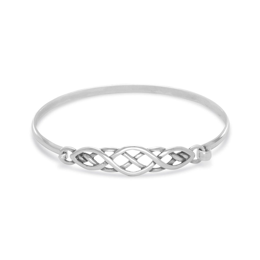 Celtic Knot Style Sterling Silver Bangle Bracelet Small Size