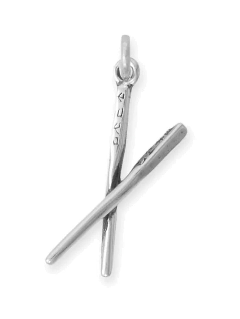 Chopsticks Charm 3D Sterling Silver