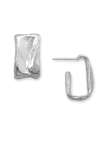 Sterling Silver Rectangle 3/4 Hoop Earrings