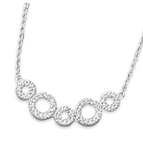 Circle O Pave CZ Cubic Zirconia Necklace Rhodium on Sterling Silver