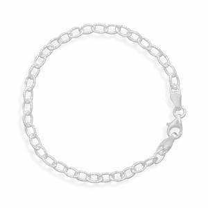 Oval Diamond-cut Link Bracelet Sterling Silver