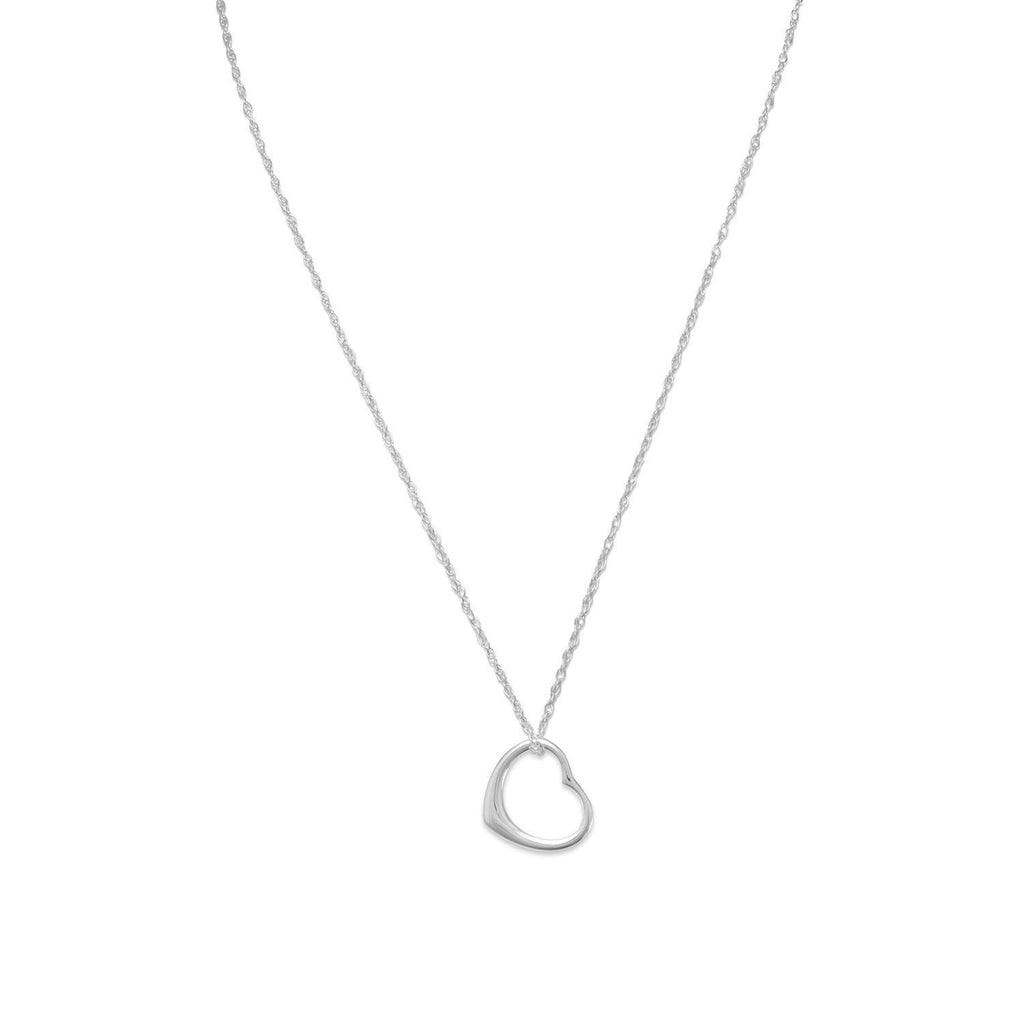 Floating Heart Necklace Sterling Silver - Rope Chain Included